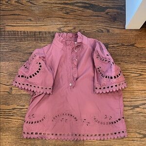 SEA NEW YORK - XS - Mauve Eyelet Blouse